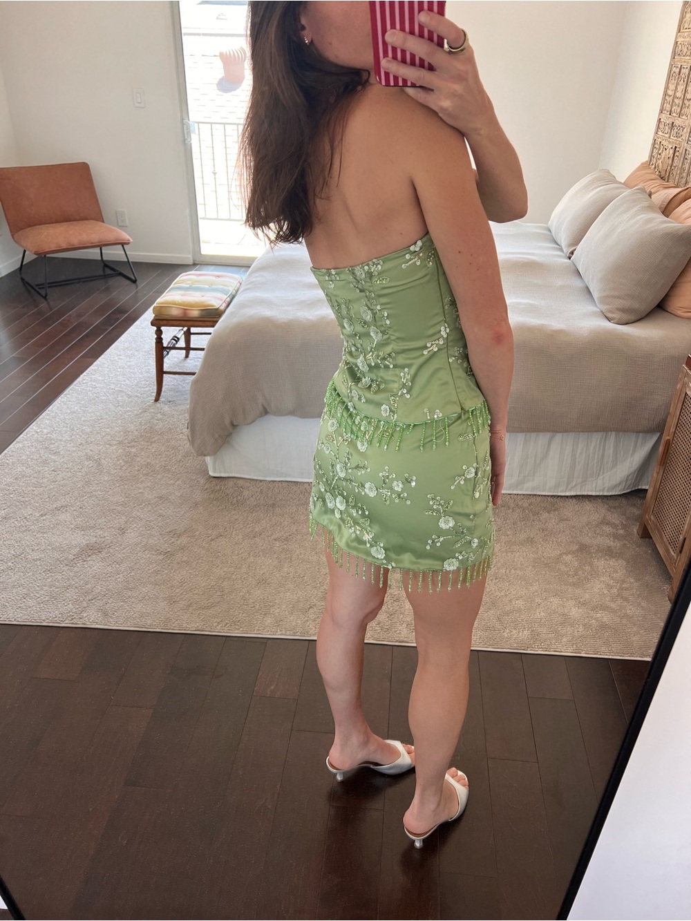 Peppermayo Set - Green Beaded Strapless Embroidered Set (Top + Skirt) - Picture 4 of 5